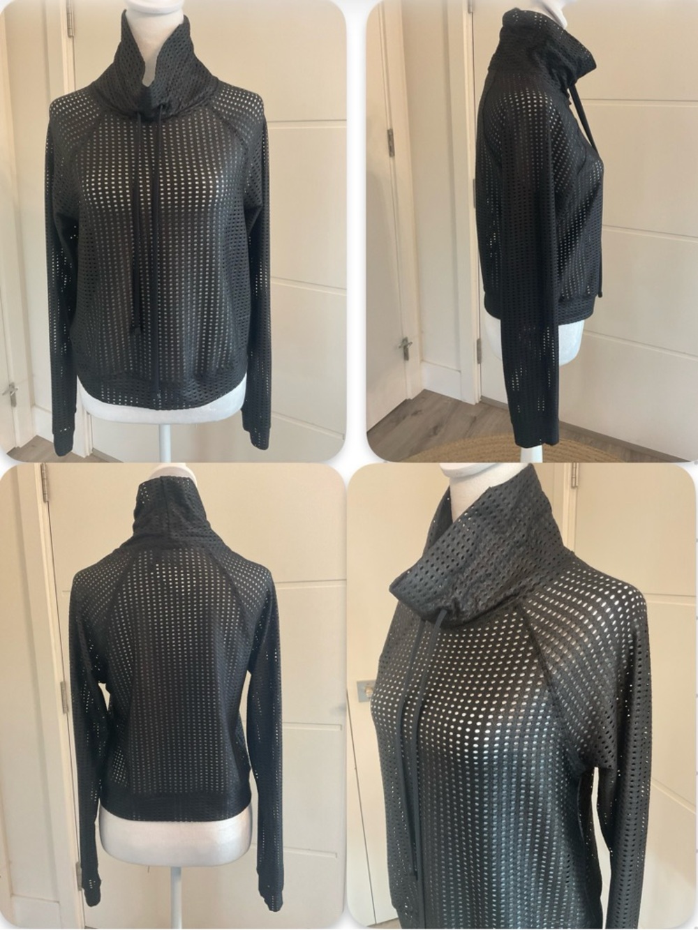 ***Koral ** Pump Meia Mesh Perforated Active Top with funnel drawstring neck .